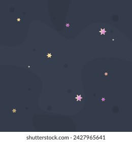 Trendy Abstract Celestial Blue Background With Six Pointed Golden Stars