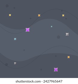 Trendy Abstract Celestial Blue Background With  Golden Magic Stars