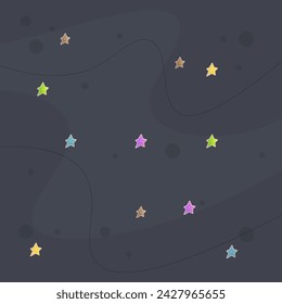 Trendiger abstrakter himmlischer blauer Hintergrund mit Doodle Golden Magic Stars