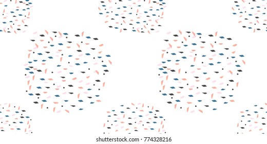 Trendy abstract circle pattern set in terrazzo style.  Wallpaper,  textile, party  invitation, wrapping, birthday, anniversary, etc. Vector