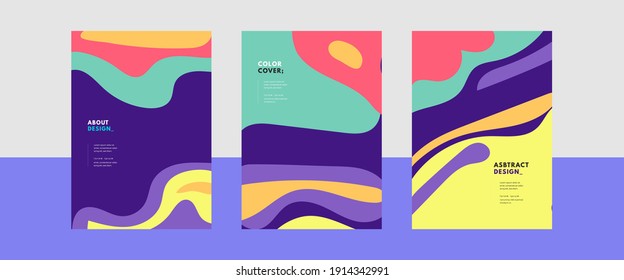 fondo de portada colorido abstracto de moda con tres diseños de variación para negocios, volante, banner, anuncios, ilustración vectorial de afiches