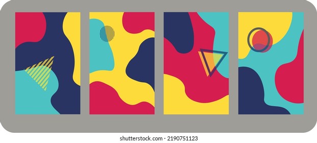 trendy abstract colorful cover background with three variation design for business, flyer, banner, ads, poster vector illustration