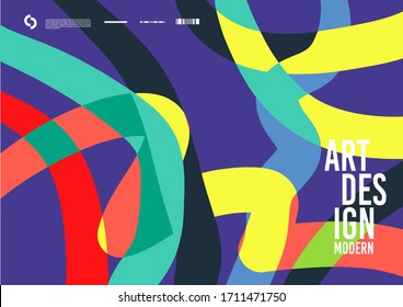 Trendy Abstract Colorful Geometric and Curve Vector Illustration Collage with Typography for Cover, book, social media story, and Page Layout Design. Cover and Poster Design Template for Magazine. Art