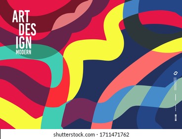 Trendy Abstract Colorful Geometric and Curve Vector Illustration Collage with Typography for Cover, book, social media story, and Page Layout Design. Cover and Poster Design Template for Magazine. Art