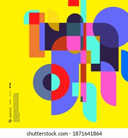 Trendy Abstract Colorful Geometric and Curve Vector Illustration Collage for Cover, book, social media story, and Page Layout Design.