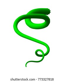 Trendy abstract colorful liquid shape, ribbed fluid element with green gradient wave. May be used as background or mockup for card and web design, banners and posters