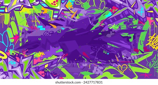 Trendy Abstract Colorful Urban Hip-Hop Graffiti Street Art Style Vector Background