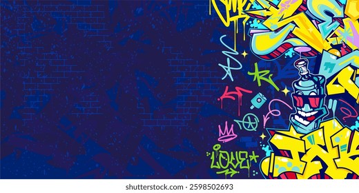Trendy Abstract Colorful Urban Street Art Graffiti Style Vector Illustration Background Template