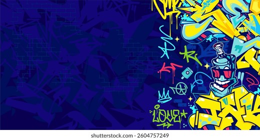 Trendy Abstract Colorful Urban Street Art Graffiti Style Vector Illustration Background Template