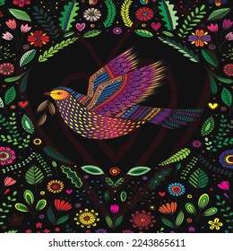Trendy Abstract Colorful Vector Illustration with pigeon. Peace Symbol.