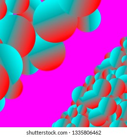 Trendy abstract colorful vector image with gradient spheres on magenta background.