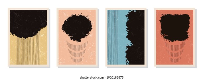Trendy abstract contemporary aesthetic background with watercolor shapes. Mid-century wall decor. A4 wall art design suitable for social media posts, mobile apps, banners, posters, internet ads. CMYK