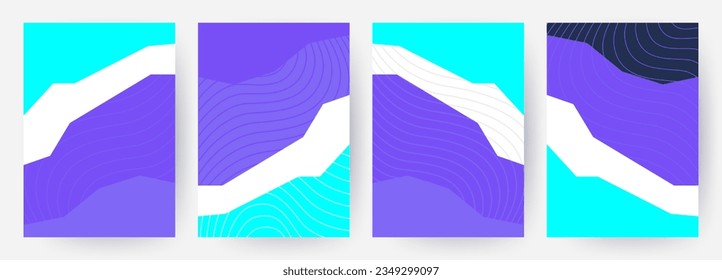Trendy abstract covers set. Colorful geometric background. Applicable for covers, brochures, posters, and banners. Vector illustration.