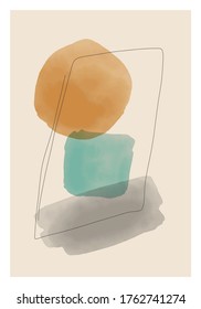 Trendy abstract creative minimal artistic hand painted composition ideal for wall decoration, as postcard or brochure design, vector illustration