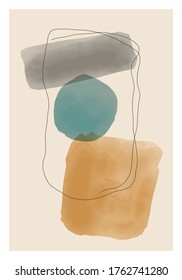 Trendy abstract creative minimal artistic hand painted composition ideal for wall decoration, as postcard or brochure design, vector illustration