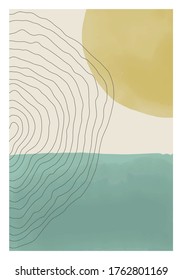 Trendy abstract creative minimal artistic hand painted composition ideal for wall decoration, as postcard or brochure design, vector illustration