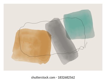 Trendy abstract creative minimal artistic hand painted composition ideal for wall decoration, as poster or desktop wallpaper, vector illustration