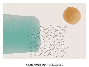 Trendy abstrakte, minimalistische künstlerisch bemalte Komposition, ideal für die Wanddekoration, als Poster oder Desktop-Tapete, Vektorgrafik