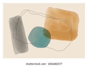 Trendy abstrakte, minimalistische künstlerisch bemalte Komposition, ideal für die Wanddekoration, als Poster oder Desktop-Tapete, Vektorgrafik
