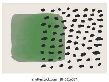Trendy abstract creative minimal artistic hand painted watercolor composition ideal for art gallery, wall decoration, interior design, vector illustration