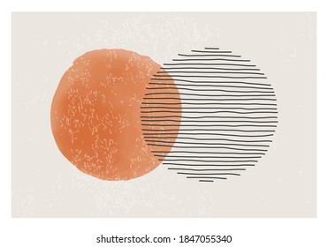 Trendy abstract creative minimal artistic hand painted watercolor composition ideal for art gallery, wall decoration, interior design, vector illustration
