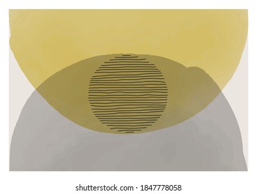 Trendy abstract creative minimal artistic hand painted watercolor composition ideal for art gallery, wall decoration, interior design, vector illustration