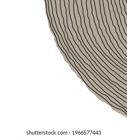 Trendy abstract creative minimal artistic composition. Black curved lines on beige abstract shape. Vector illustration.