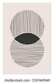 Trendy abstract creative minimalist artistic hand painted composition ideal for wall decoration, as postcard or brochure design, vector illustration