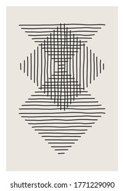 Trendy abstract creative minimalist artistic hand drawn composition ideal for wall decoration, as postcard or brochure design, vector illustration