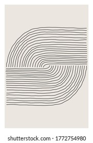 Trendy abstract creative minimalist artistic hand sketched line art composition ideal for wall decoration, as postcard or brochure design, vector illustration