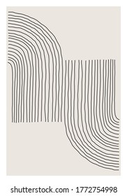 Trendy abstract creative minimalist artistic hand sketched line art composition ideal for wall decoration, as postcard or brochure design, vector illustration