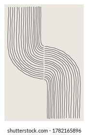 Trendy abstract creative minimalist artistic hand sketched line art composition ideal for wall decoration, as postcard or brochure design, vector illustration