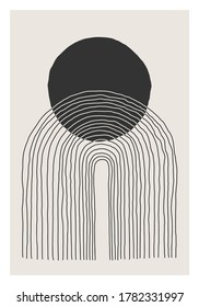 Trendy abstract creative minimalist artistic hand sketched line art composition ideal for wall decoration, as postcard or brochure design, vector illustration