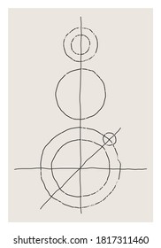 Trendy abstract creative minimalist artistic hand drawn composition ideal for wall decoration, as poster or brochure design, vector illustration