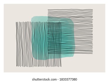 Trendy abstract creative minimalist artistic hand painted composition ideal for wall decoration, as postcard or brochure design, vector illustration