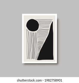 Trendy abstract creative minimalist artistic hand drawn composition ideal for wall decoration, as postcard or brochure design, vector illustration. Geometric wall art print and decoration