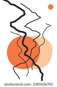 Trendy abstract creative minimalist artistic hand drawn compositions ideal for wall decoration, as postcard or brochure design, vector illustration