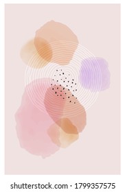 Trendy abstract creative minimalist watercolor artistic hand painted composition ideal for wall decoration, for social media background or brochure design, vector illustration