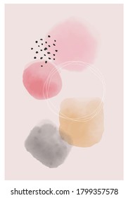 Trendy abstract creative minimalist watercolor artistic hand painted composition ideal for wall decoration, for social media background or brochure design, vector illustration