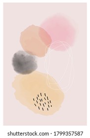 Trendy abstract creative minimalist watercolor artistic hand painted composition ideal for wall decoration, for social media background or brochure design, vector illustration