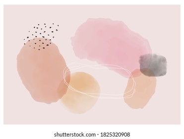 Trendy abstract creative minimalist watercolor artistic hand painted composition ideal for wall decoration, for web or desktop design, vector illustration