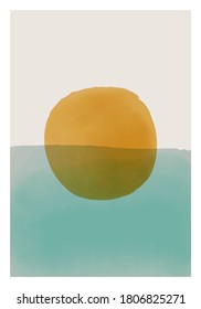 Trendy abstract creative watercolor minimalist artistic hand painted composition ideal for wall decoration, as poster or brochure design, vector illustration