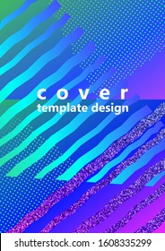 Trendy abstract design of bright stripes and triangles on a color gradient background. Business template for print products. Vector illustration