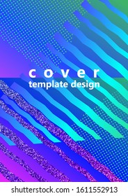 Trendy abstract design of bright stripes and triangles on a color gradient background. Business template for print products. Vector illustration