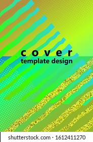 Trendy abstract design of bright stripes and triangles on a color gradient background. Business template for print products. Vector illustration