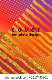 Trendy abstract design of bright stripes and triangles on a color gradient background. Business template for print products. Vector illustration