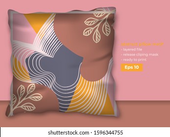 Trendy Abstract Design for Pillow Printing Production with Realistic Mock up