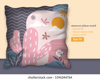 Trendy Abstract Design for Pillow Printing Production with Realistic Mock up