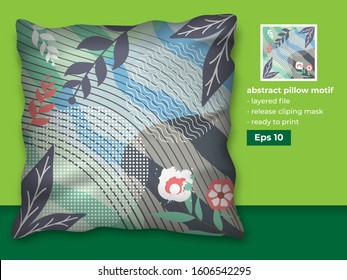 Trendy Abstract Design for Pillow Printing Production with Realistic Mock up