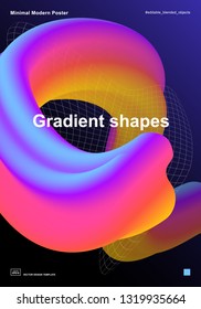 Trendy abstract design template with 3d flow shapes. Dynamic gradient composition. Applicable for covers, brochures, flyers, presentations, banners. Vector illustration. Eps10